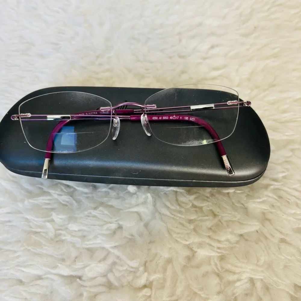 Silhouette Rimless Rose Gold/Burgundy 4299 40 6053 Eyeglasses Frame w/ Case